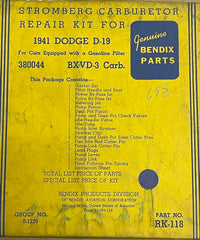 STROMBERG CARBURETOR REPAIR KIT 1941 DODGE D19 #RK-118