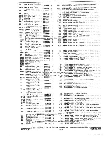 NCI NOS 1965-70 Chevrolet Pass Defroster Lever Assume 3003949