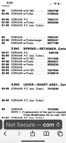 1962-66 CORVAIR TURBO CARBURETOR PUMP RETAINER RING SPRING  - 3825230