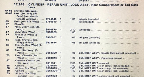 NOS 1968 CORVAIR ALL 68 NOS Chevelle TRUNK LOCK 68 / 71 Oldsmobile Corvette Camaro Bel Air Impala TRUNK LOCK KIT