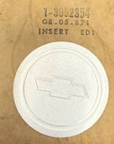 RARE NOS 1971-72 CHEVROLET PASSENGER CAR - GM #3992354 - HUB CAP / WHEEL COVER INSERT - BOW TIE DESIGN - 3 8/16 DIAMETER - USE W/ GM #6264291 - 3968761 COVER ASSY