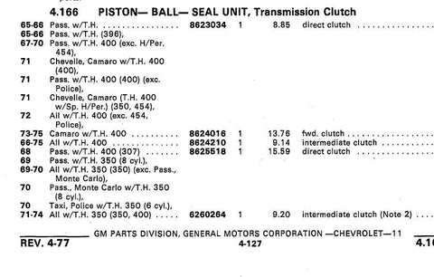 NOS 1969-74 All with Turbo Hydro 350 400 GM Intermediate Transmission Clutch 6260264