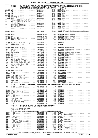 NCI 1962-63 OLDSMOBILE F85 2bbl CARBURETOR Fuel Filter 1964 F85 j88 1965 All