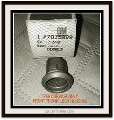 NOS 1966 CORVAIR FRONT TRUNK LOCK HOUSING GM 7015899