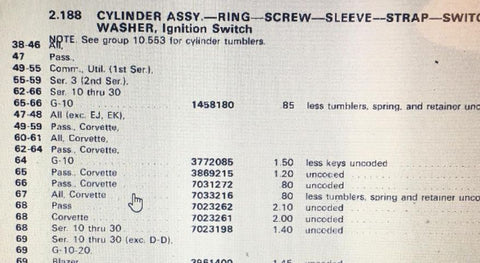 NOS GM 7033216 — 1967 (Uncoded) IGNITION LOCK CYLINDER UNCODED - NO TUMBLERS