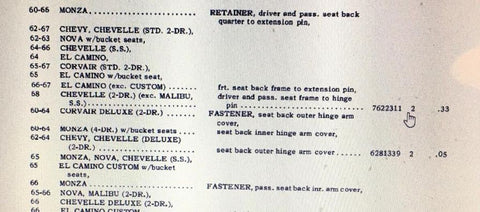 NOS 1960-66 CORVAIR CHROME SEAT PIVOT CAP