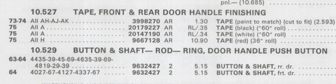 NOS 1965-69 GM CORVAIR EXTERIOR DOOR HANDLE PUSH BUTTON