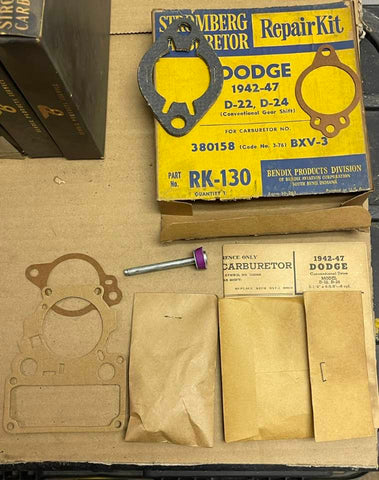 1942-47 DODGE D22, D24 STROMBERG #RK-130 1‑barrel CARBURETOR REPAIR KIT