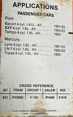 NEW 1981-83 FORD MERCURY OIL FILTER