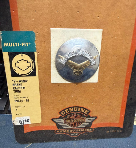 Genuine Harley-Davidson “V‑Wing” Brake Caliper Trim — NOS Part No. 99674‑97