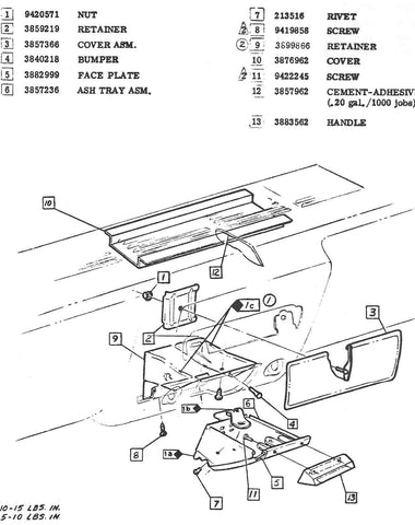 1965-66 CORVAIR ASH TRAY HANDLE - #3883562