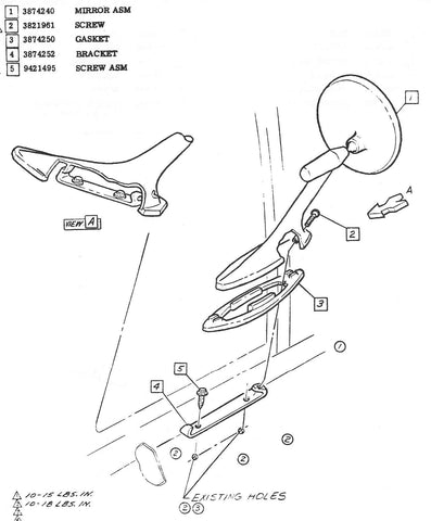 CORVAIR MIRROR EXTERIOR MOUNT BRACKET