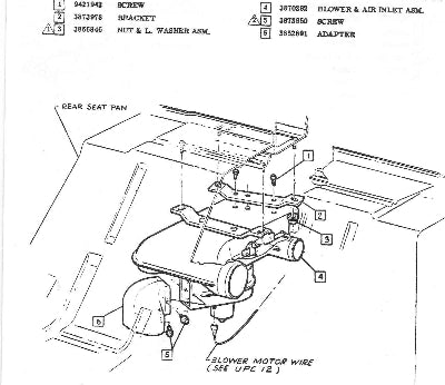 1966-69 CORVAIR HEATER CASE BRACKET - C EXPLODED VIEW PICTURE