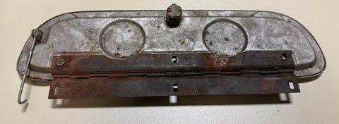 USED EARLY CORVAIR GLOVE COMPARTMENT DOOR W/ LOCK (NO kEY) HINGE AND CATCH