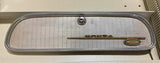 USED 1961 CORVAIR MONZA 900 GLOVE COMPARTMENT DOOR W/ EMBLEM, LOCK (NO KEY)