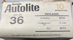 NOS Autolite 36 Spark Plugs – Bendix Resistor Type – USA Made