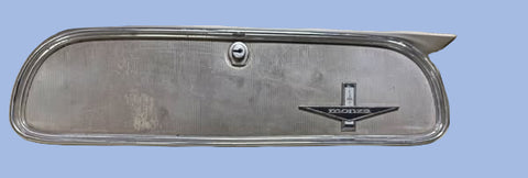 USED 1961 CORVAIR MONZA GLOVE COMPARTMENT DOOR W/ EMBLEM, HINGE AND LOCK (NO KEY)