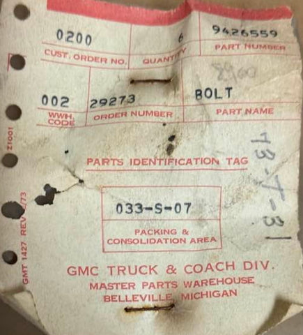 NOS GM 2 Bolt 9426559