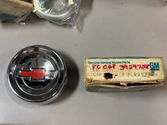 NOS HORN BUTTON 1961-65 CORVAIR VAN-SATIN CHROME WITH RED CHEVY BOWTIE-"RUBBER"