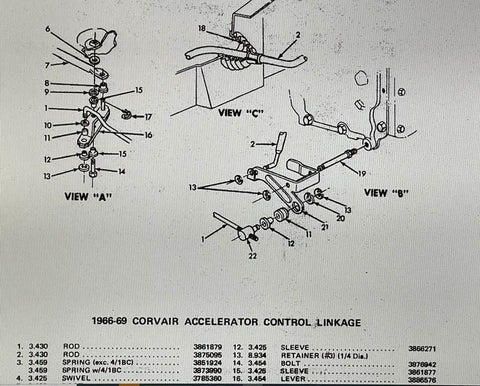 NOS 1961-69 CORVAIR ACCELERATOR NYLON SLEEVE - 3866271