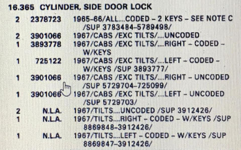 NOS 1967 CORVAIR Chevelle NOVA Impala Corvette TRUCK DOOR LOCK-UNCODED #3901066