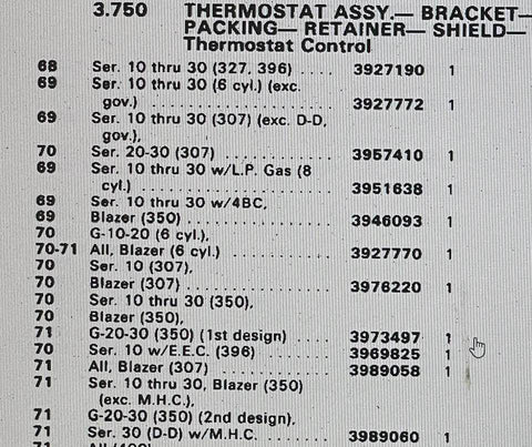 NOS 1970 CORVETTE, IMPALA, CHEVELLE, NOVA, BELAIR, CAPRICE ETC ALL W. 4BBL CARB - BLAZER 350 - SER 10-30, 1971 G 20-30 #3973497