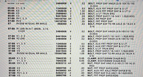 NOS CORVAIR 1960-64, 1978-73 JIMMY BLAZER, 1976-80 BUICK, 1953-72 CORVETTE, 1969 CAMARO, 1975 OLDSMOBILE ALL H, 1962-69 ALL CHEVROLET AXLE JOINT TRUNNION"u" BOLT