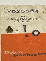 GM 7025554 CARBURETOR POWER VALVE ASSEMBLY. ROCHESTER ONE BARREL 6 CYL. 1962-63