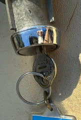 USED 1960-64 CAR & FC ALL IGNITION SWITCH WITH CYLINDER, KEY AND CHROME BEZEL - PICTURED