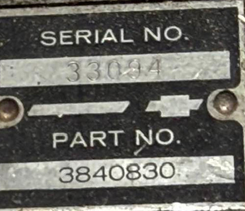 USED CORVAIR TURBO COMPRESSOR HOUSING GM PART NUMBER 3840830 SERIAL NUMBER 33094