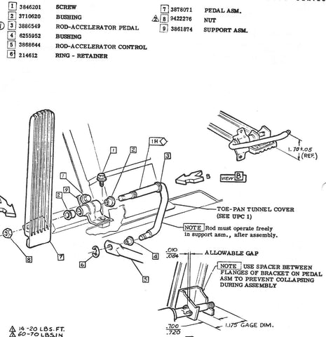 USED 1965-69 CORVAIR ACCELERATOR PEDAL ROD # 3 IN THE EXPLODED VIEW