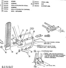 USED 1965-69 CORVAIR ACCELERATOR PEDAL ROD # 3 IN THE EXPLODED VIEW