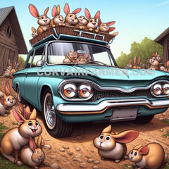 Digital Cartoon Art for the Corvair Enthusiasts.  BUNNY