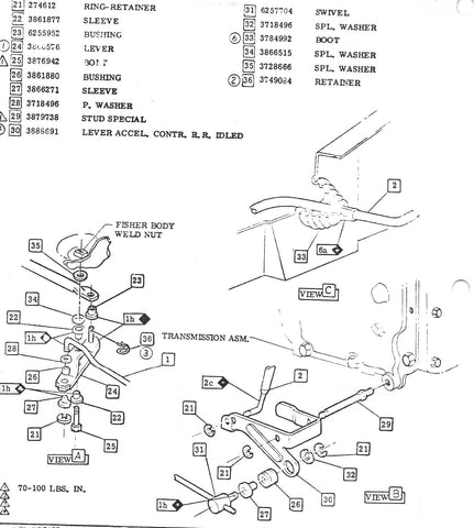 USED 1966-69 CORVAIR THROTTLE / ACCELERATOR LINKAGE ROD STUD PIVOT BOLT #31