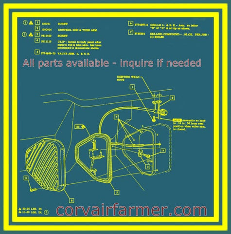 1961-65 CORVAIR VAN CORVAN GREENBRIER RAMPSIDE FLOOR VENT GRILL RIGHT OR LEFT