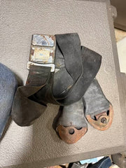 VINTAGE GM LAP BELT ASSEMBLY – BRUSHED BUCKLE STYLE - BELT STUCK IN BUCKLE
