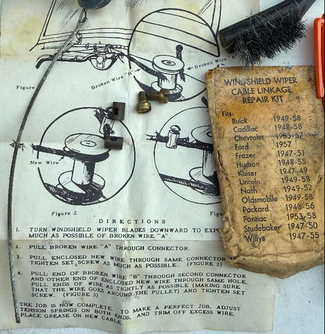 NOS Windshield Wiper Cable Linkage Repair Kit (1947–1958 Multi‑Make)