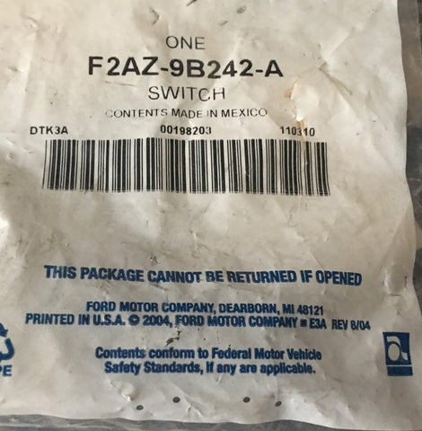 FORD F2AZ‑9B242‑A — Fuel Pump Inertia Switch (NOS OEM)