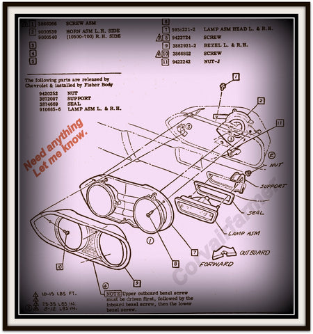 1965-69 CORVAIR FRONT PARKING LIGHT HOUSING - LENS SOLD SEPARATELY